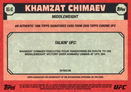 Topps Chrome 2026 UFC Khamzat Chimaev auto