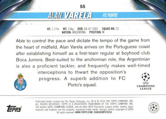 2023-24 Topps UEFA Club Competitions #55 Alan Varela Inferno Foil