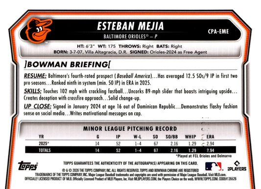 Esteban Mejia Auto on card 192/299 CPA-EME