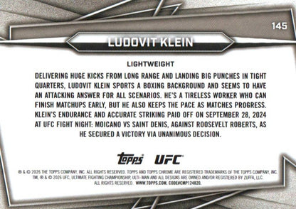 2026 Topps Chrome UFC #145 Ludovit Klein Prism Refractor /50