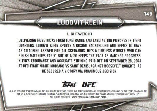 2026 Topps Chrome UFC #145 Ludovit Klein Prism Refractor /50