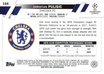 2023 Topps Chrome UEFA Champions League #144 Christian PulisicRefractor #/10