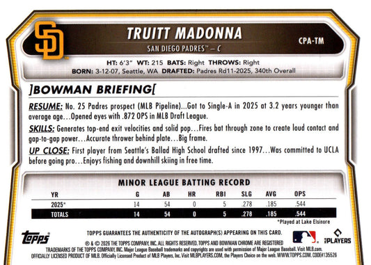 Truitt Madonna Bowman Chrome Auto 081/125