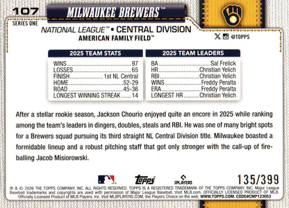 Milwaukee Brewers Topps 75 Series One 135/399